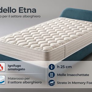 Materasso Ignifugo Hotel h25 cm Molle Insacchettate e Memory | Modello Etna | Gittoletto